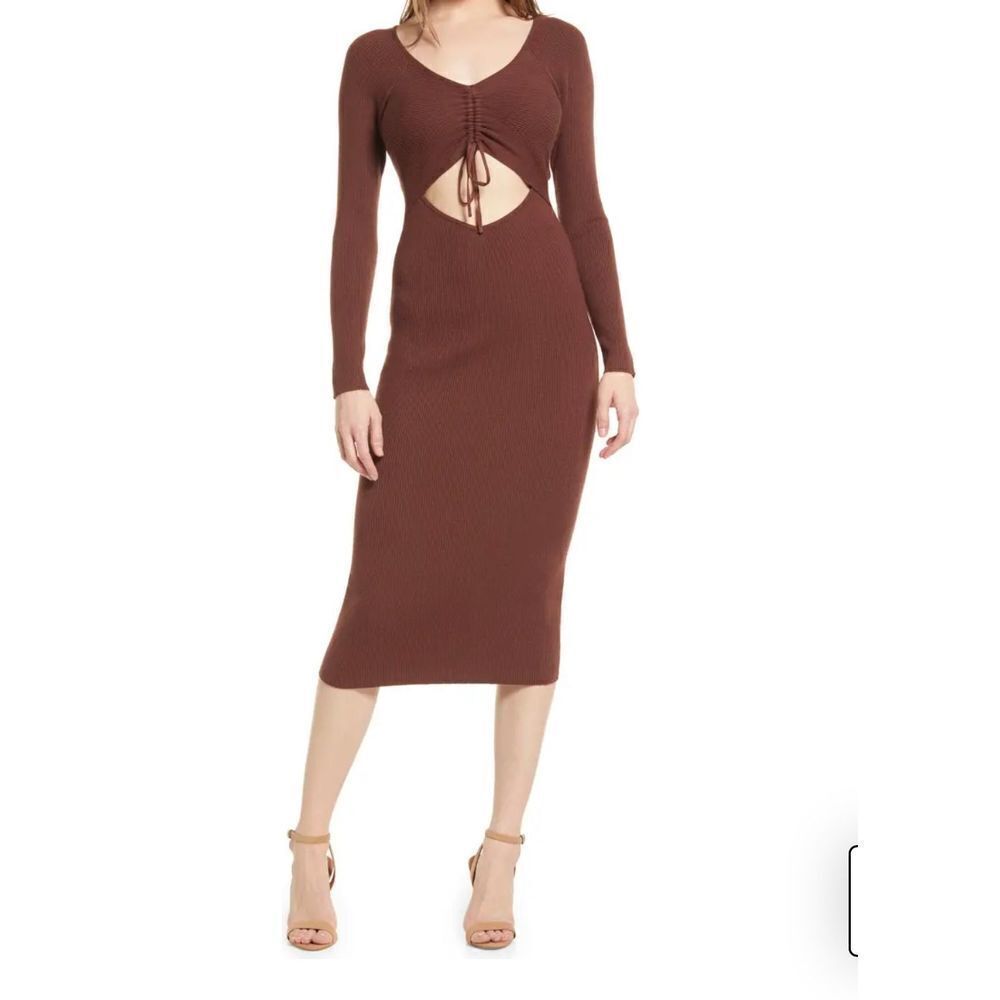 All in Favor Ribbed Body on Cutout Dress